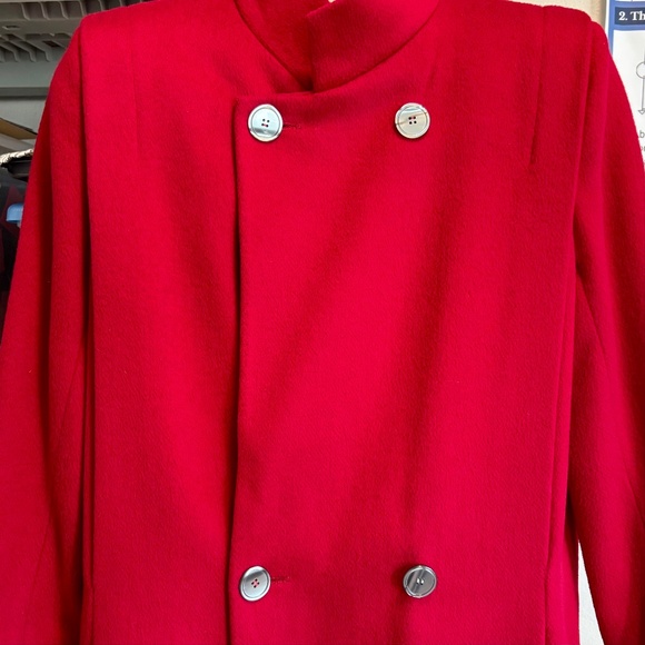 Ashley Scott Vintage Red Full-Length Pure Wool Coat - Picture 3 of 17